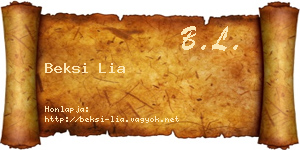 Beksi Lia névjegykártya